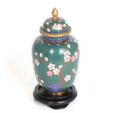 Lot 334 Chinese Green Cloisonne Ginger Jar