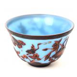 Lot 343 Lovely Chinese Peking Glass Bowl, Blue & Red
