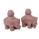 Lot 350 Pair of Porcelain Elephant Censers