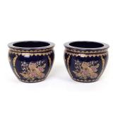 Lot 357 Pair of Lovely Chinese Dark Blue Planters