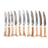 Lot 21 Stag Horn Carving Knife Set, 11 pierces