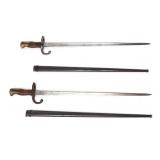 Lot 40 Two French Marked Gras Rifle Bayonets w Scabbard