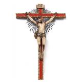 Lot 1 Enormous Spanish Colonial Wood Crucifix, 18th c.