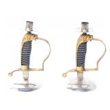 Lot 16 Pair of German Trench Art Lion Head Sword Candlesticks