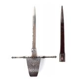 Lot 24 Spanish Etched Main Gauche Dagger, Toledo Late-1800s
