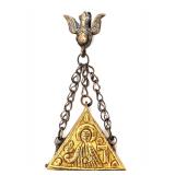 Lot 227 Triangular Silver & Gold Overlay Amulet, 19th c.