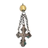 Lot 228 Sterling Silver Cross & Chain-link Pendant, 10g