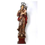 Lot 290 Life-Size Spanish Colonial Madonna & Child Santo, 18th c.