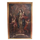 Lot 291 Spanish Colonial Virgin Of The Light Painting, 18th c. by Ballazar, S.