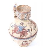Lot 334 Islamic Terracotta Ewer w Horsemen