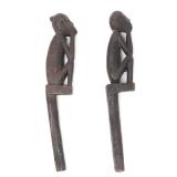 Lot 344 Pair of Wood Carved Shaman Box Charms, Iban Dayak