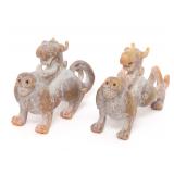 Lot 384 Pair of Chinese Hardstone Hongshan Dragons, 850g