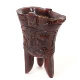 Lot 423 Miniature Horn Carved Chinese Jue Vessel