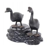 Lot 432 Pair of Japanese Iron Geese