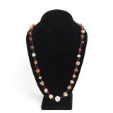 Lot 164 Viking Glass Bead Rosary on Oxidized Sterling Silver Chain