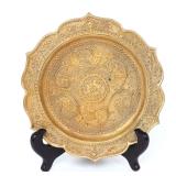Lot 348 Lovely Chinese Brass Plate with Blooming Chrysanthemums