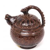 Lot 415 Olive Brown Glazed Chinese Imitation Teapot, Lion Spout