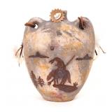 Lot 451 Early Native American Zuni Fetish Pot, Horse & Cowboy