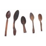 Lot 462 Group of Five Various Wood Carved Ifugao Spoons