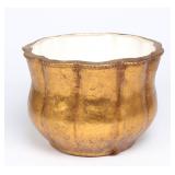 Lot 508 English Ribbed & Gilt Stoneware Vase