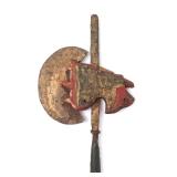 Lot 9 Chinese Gilded Wood & Iron Ceremonial Halberd, circa 1800s