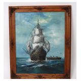 Lot 62 Vintage Ships Out to Sea Painting