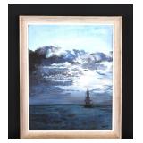 Lot 224 Signed Seascape & Boat Painting