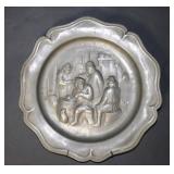 Lot 243 Pewter Plate of Bar Scene w Hallmarks