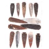 Lot 83 Fourteen Native American Arrowheads