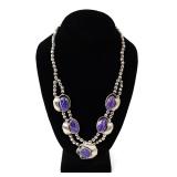 Lot 166 Gorgeous Native American Purple Agate Squash Blossom Necklace