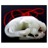 Lot 220 Chinese Jade Mythical Beast Pendant, 34g