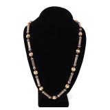 Lot 226 American Indian Sterling Silver & 14k Gold Necklace