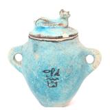 Lot 247 Egyptian Faience Vase with Gazela Lid,