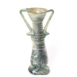 Lot 254 Roman Green Glass Double Handle Unguentarium