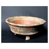 Lot 307 Painted Mayan Tripod Rattle Bowl