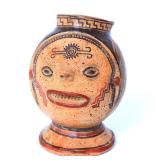 Lot 320 Costa Rican Polychrome Pottery Trophy Head Vessel