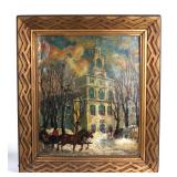 Lot 350 20th Century Painting of Riders in a Carriage
