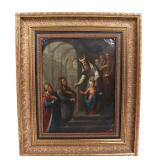 Lot 351 Spanish Colonial Christ Child in Temple Painting, Oil on Copper