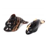 Lot 379 Pair of Adorable Natural Blue Amber Dolphins