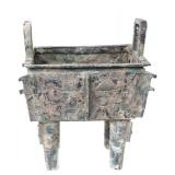 Lot 492 Archaistic Chinese Fangding Rectangular Bronze Cauldron
