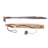Lot 36 Indonesian Dayak Headhunters Sword wScabbard