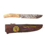 Lot 58 Native American Stag Handle Knife wSheath