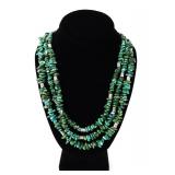 Lot 131 Sterling Silver & Turquoise Three Strand Necklace