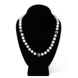 Lot 154 Chinese Cloisonne & White Jade Bead Necklace