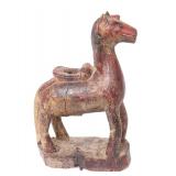 Lot 226 Indian Gilt & Painted Wood Horse Statue, circa 1800s