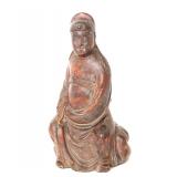 Lot 263 Chinese Light Wood Carved Seated Buddha