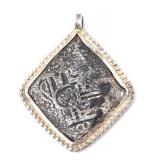 Lot 150 Spanish Atocha Treasure Galleon 8 Reale Coin Pendant, 14k Gold