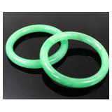 Lot 172 Pair of Stunning Spinach Jade Bangle Bracelets