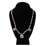 Lot 20 Sterling Silver & Coral Native American Necklace