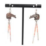 Lot 31 Lovely Pair of Zuni Bear Earrings
